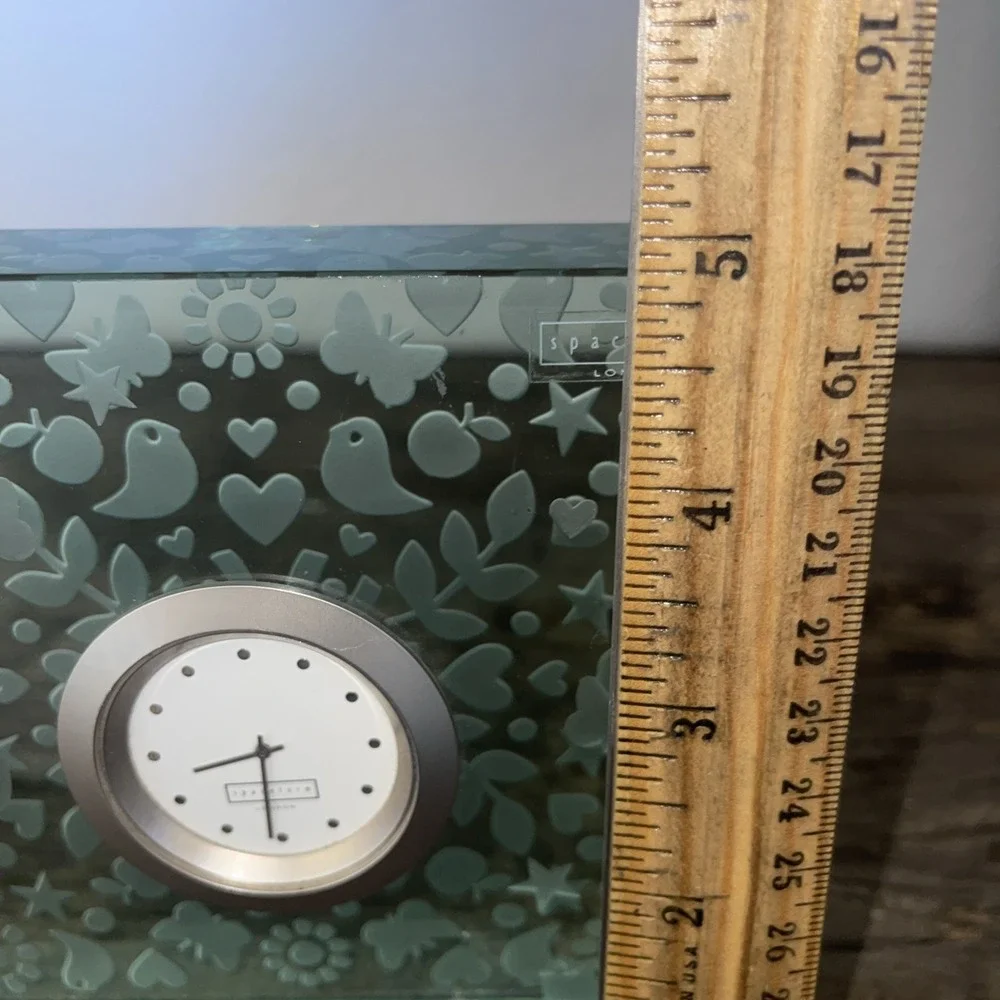 Spaceform London Unique Rare Etched Thick Glass Clock Paperweight Boho Hippie